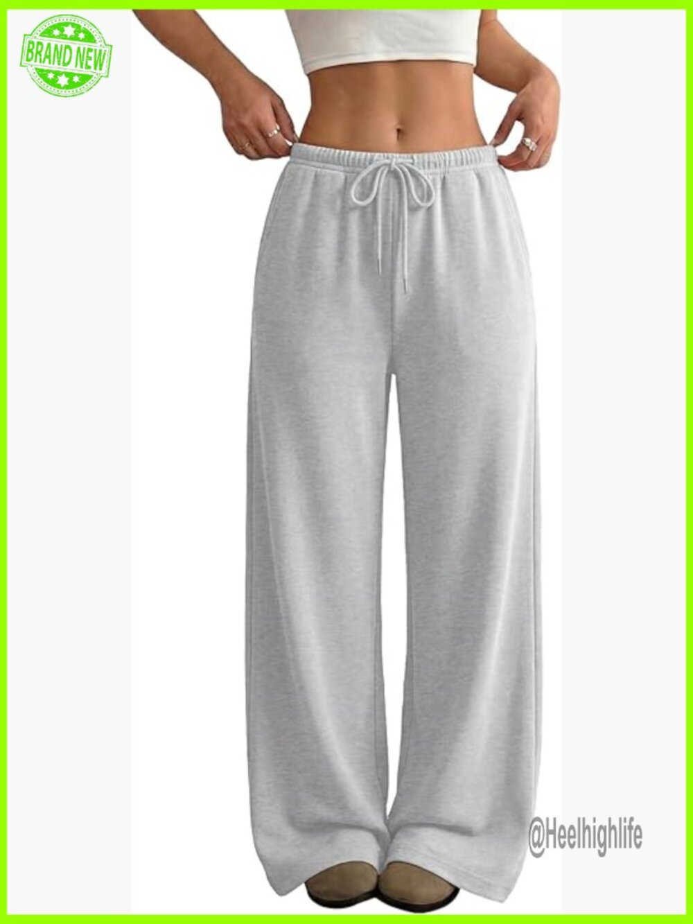 High Waisted Wide Leg Sweatpants with Pockets Drawstring Lounge Active